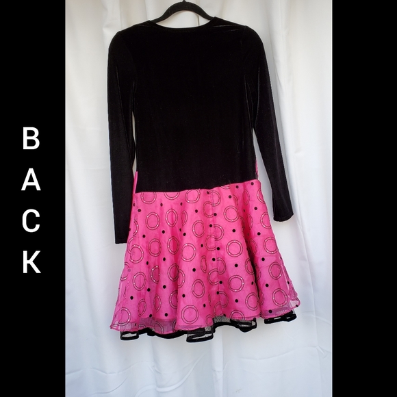 Bonnie Jean Black Velour and Hot Pink Dress - Picture 2 of 8